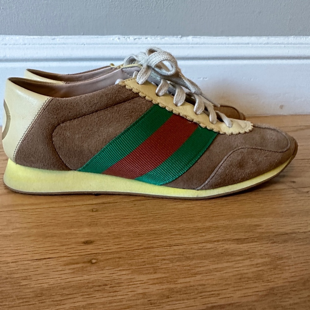 Gucci Sued Rocket sneaker striped shoes